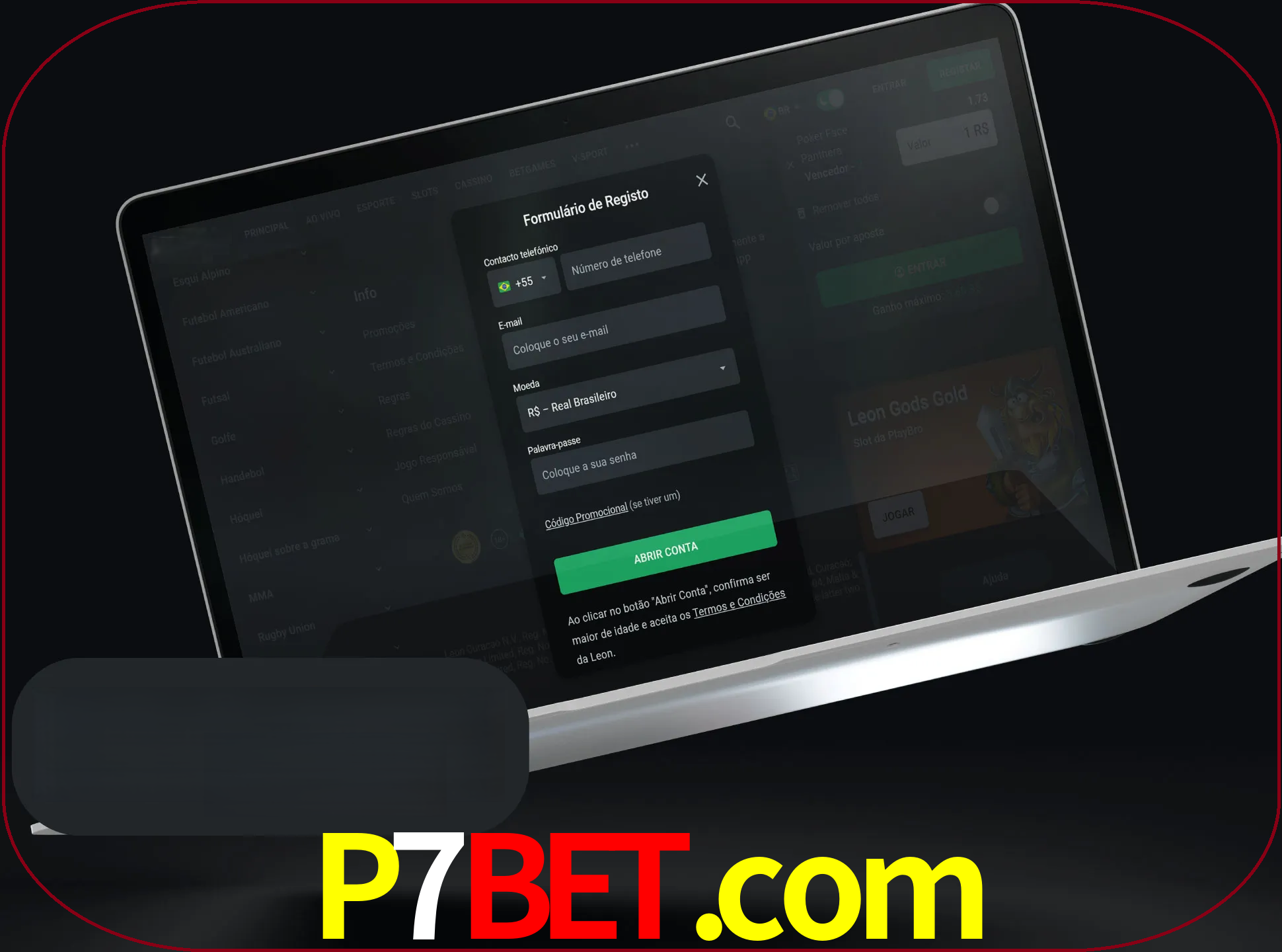 Abra o site da LeonBet e crie sua própria conta.