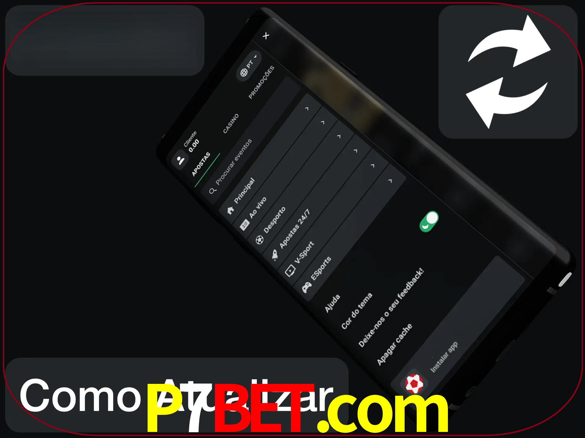 O aplicativo é atualizado automaticamente quando você faz o login.