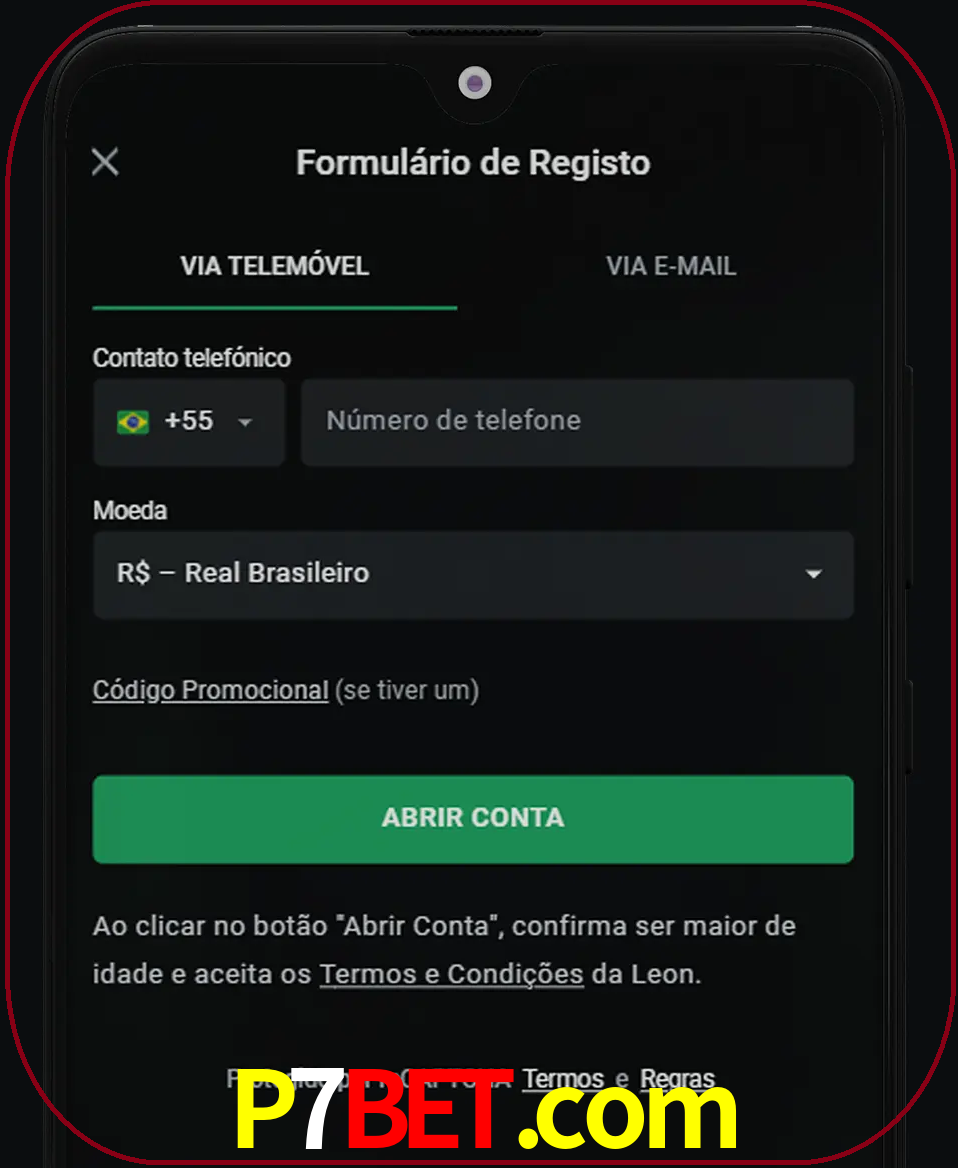 Abra o aplicativo e inicie o processo de registro.